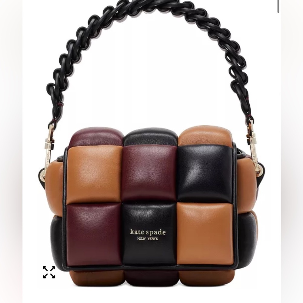 Kate Spade black burgundy and brown Quilted Shoulder Bag